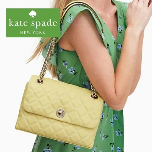 Kate Spade Nathalia Quilted Flap Crossbody Bag in PALE LIME GREEN - Picture 2 of 11